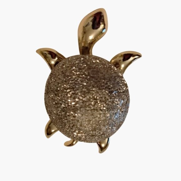 Gold Silver Tone Turtle Brooch Pin - Picture 2 of 5